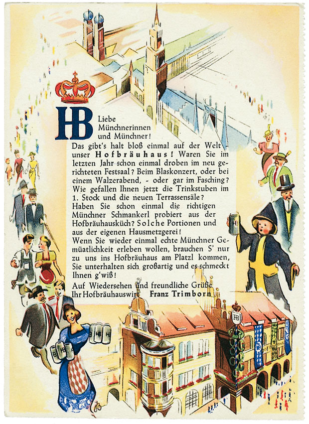 Werbeblatt für's Hofbräuhaus aus den 50er Jahren
