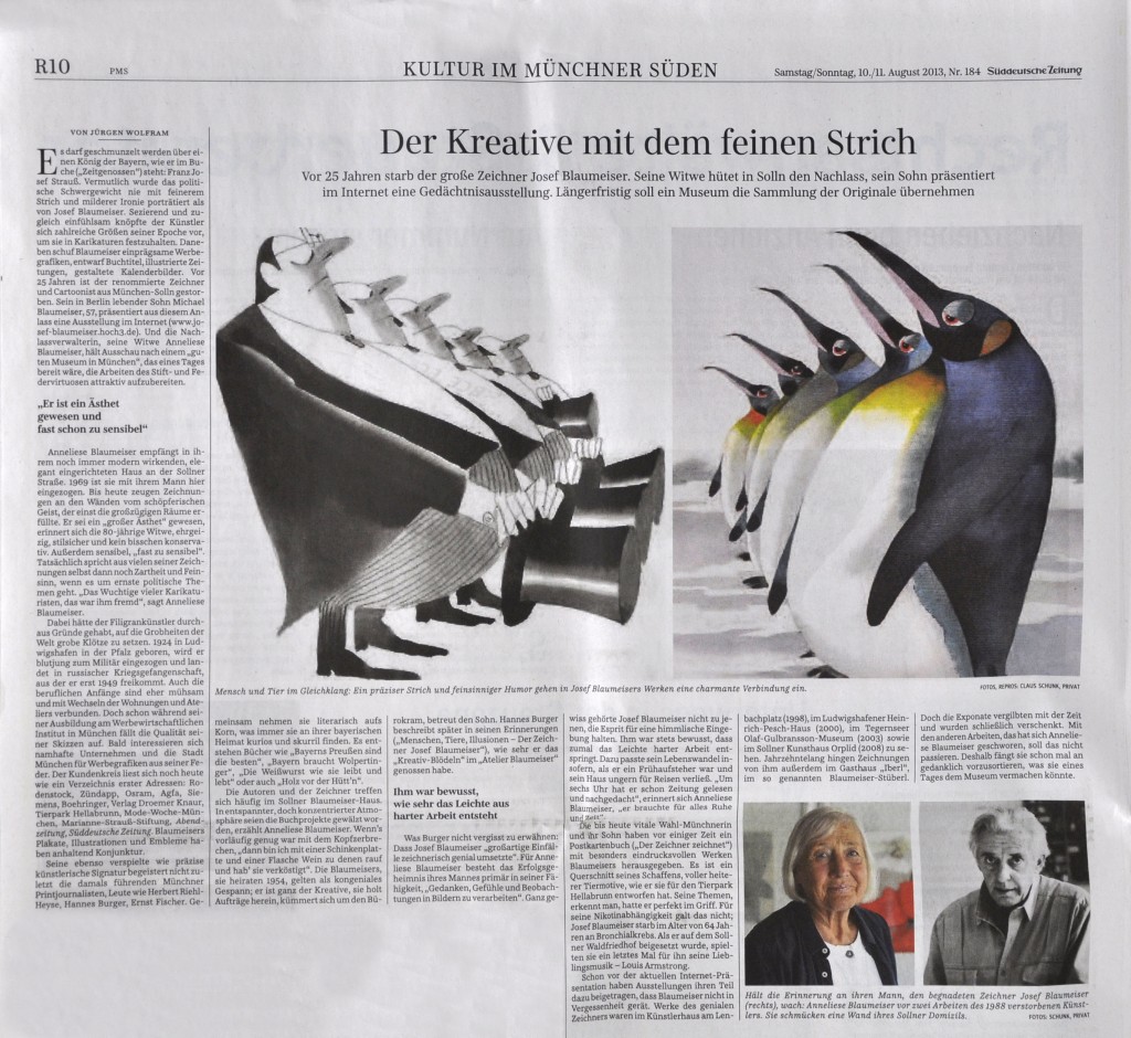 Artikel in der Süddeutschen Zeitung vom 10.08.2013
